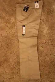 Dickies Girl's Wide Band Stretch Fabric Classic Fit 15RG Khaki Pants 35.5 x 32
