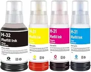31 32XL Refill Ink Set Replacement for HP 32XL 31 Ink Bottle Compatible with HP Smart Tank 5000 7301 6001 7602 5101 5102 5103 7001 Plus 551 651 Printers (4-Pack, 1 Black, 1 Cyan, 1 Magenta, 1 Yellow)
