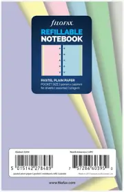 Filofax Pocket Pastel Plain Notebook Refill 60 Sheets