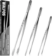 WALFOS Tweezer Tongs for Cooking, Kitchen Tweezers Stainless Steel Pasta Tweezers Tongs for Cooking, Roasting, Grabbing Small Objects, Dessert, BBQ, Spaghetti 3 Pcs (8+10+12-Inch)