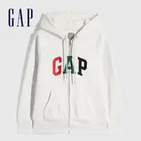 在飛比找蝦皮商城優惠-Gap 女裝 Logo仿羊羔絨連帽外套-灰白色(619134