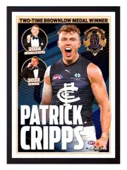 Framed 2024 Carlton Blues AFL Brownlow Medal Poster - Patrick Cripps - 84 x 59cm