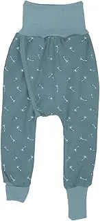 [iobio] ™ Crawlers W-Free™ Split Pants - Nappy-Free Slit Trousers Made of Organic Cotton, Vintage Blue Dandelion, 50-56