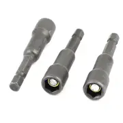 3 Pcs 8mm Hex Nut Driver Set Socket Magnet Head Tip Drill Bit Tool 13mm x 65mm