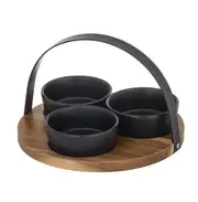 Davis & Waddell Bowl Set Of 3 On Acacia Tray with Handle - Robins Kitchen