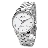 在飛比找Yahoo奇摩購物中心優惠-MIDO Baroncelli系列 銀色羅馬機械錶 - 鍊帶