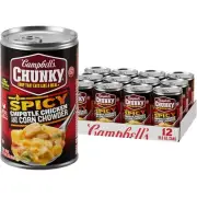 Campbell's Chunky Soup Chipotle Chicken Corn Chowder Soup 18.8 Oz Can Case of 12