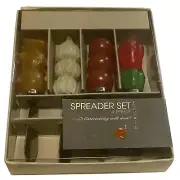Outset 4-Piece Food-Themed Spreader Set Entertaining Onion Tomato Pepper Garlic