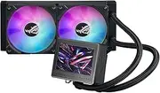ASUS ROG Ryujin III 240 ARGB all-in-one liquid CPU cooler with 3.5" LCD, Asetek 8th gen pump, pump embedded fan and 2x ROG 120mm radiator magnetic daisy-chainable ARGB fans.
