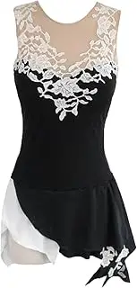 [Zagitova] Ice Figure Skating Dress for Girls Sleeveles Patchwork Women Breathable Printing Competition Dance Outfits