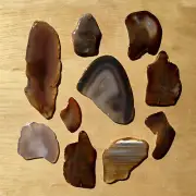 10 Polished Rock Slices Natural Gray & Brown Agate Crystals Mixed Sizes 1lb Lot