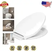 Quiet-Close Elongated Toilet Seat with Grip-Tight Installation for Modern Baths