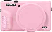 Canboc Case for Canon PowerShot G7X Mark III Digital Camera, G7X Mark III Soft Silicone Cover with Detachable Lens Cover, Pink (Case Only)