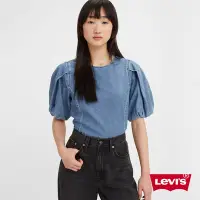 在飛比找Yahoo奇摩購物中心優惠-Levis 女款 牛仔澎澎袖襯衫 / 精工中藍染水洗