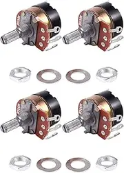 4Pcs 500K Ohm Single Linear Taper Potentiometers with On/Off Switch
