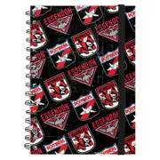 Essendon Bombers AFL A5 Spiral Hard Cover Notebook