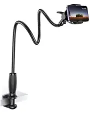 Gooseneck Phone Holder for Bed - [Upgraded Stable Clip] for Desk, black