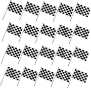 LOORGVEL 25pcs Checkered Racing Flags Stick Handheld Decorations for Car-themed Parties Birthdays and Events for Parades and Outdoor Celebrations