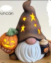 Ceramic Bisque~ Ready to Paint~Duncan Coffee Gnome 7.5" Tall x 6.5" Wide Lighted
