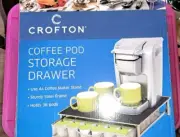 Under Brewer Storage Drawer, Coffee Pod Storage, Holds Upto 36 Pods Grey/Black