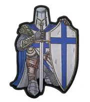 Christian Blue and White Crusader Knight Patch FREE SHIP