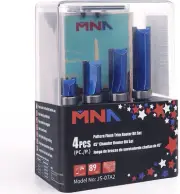 MNA Top Bearing Flush Trimer Bit 4 Pcs Set Pattern Flush Trim Router Bit Set 1