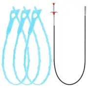 Drain Clog Remover Tool 0.9m Clog Remover 3pcs Plastic Clog Remover Blue