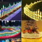 Christmas Solar Garden Picket Fence Lights Outdoor Yard Plant Border Light Decor
