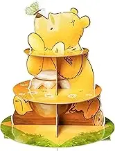 Z1juce Winnie Dessert Holder 3 Tier Winnie Party Dessert Holder Winnie Theme Cardboard Cake Stand for Birthday Party Decorations Winnie Cupcake Display for Boys Girls Birthday Party Supplies