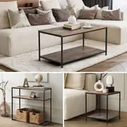 Oikiture Coffee Table Side End Table Console Tables Rack Shelf Hallway Display