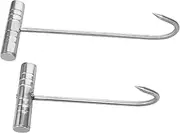 Sturdy Meat Hanger Hooks Stainless Steel Food Flipper Hooks for Cooking Easy Cleaning BBQ Tools