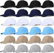 [Zhanmai] 24 Pcs Blank Baseball Cap Bulk Classic Back Strap Adjustable Plain Cap Baseball Hat Cotton Polyester Dad Hat for Men Women