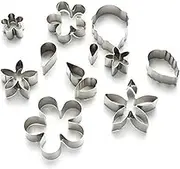 Keepaty 16 Pieces Spring Mini Cookie Cutters Leaf Rose Petal Teardrop Flower Shapes Metal Biscuit Cutter Cake Tool Sugar Craft DIY Mould Model Set