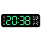 With Calendar Date Temperature LED Large Display USB Alarm Wall Clock` I4W4