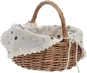 TOGEVAL Handwoven Rustic Picnic Basket with Handle Plastic Storage Basket for Organizing for Outdoor Activities Grocery Shopping and Home Versatile Woven Design
