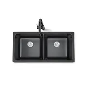 838.2x476.7x241mm Black Granite Stone Double Bowls Laundry Kitchen Sink Basin