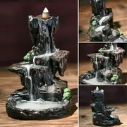 Ceramic Backflow Waterfall Smoke Incense Burner Censer Holder Gifts 100 Cones