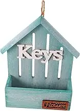 EXQUIMEUBLE Rustic House Shaped Key Holder with Flower Container Wall Mounted Key Organizer Decor for Home and Practical Key Rack for Kitchen Hallway and Entrance