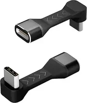 PeakDo USB-C Male to Female Adapter 90 Degree,18W Flexural USB Type C Adapter Extension for Steam Deck,ROG Ally,Switch,Laptop,Tablet and Mobile Phones,Supports 4K@60Hz,10Gbps Data Transfer(2 Pack)