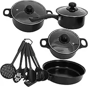 Didiseaon 7Pcs Cast Iron Cookware Set Nonstick Frying Pans and Skillets for Versatile Cooking Needs Elegant Design for Your Kitchen