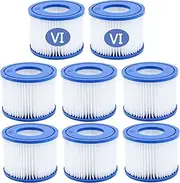 [woejgo] Pool Filter Type VI for Bestway Filter Size 6, for Filter Cartridge 58323, for Lay Z Spa Filter, for Whirlpool Filter, for Miami, for Vegas, for Monaco, Pack of 8