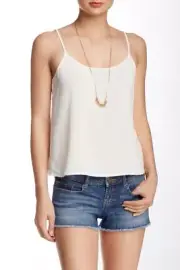 Wild Pearl Cami Tank Top Junior Scoop Neck Sleeveless Semi-Sheer White Ivory