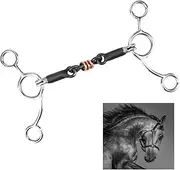 Horse Stainless Steel Mouth, Comfort Snaffle Horse Bit Loose Ring Snaffle Bit with Black Steel Mouth for Horse