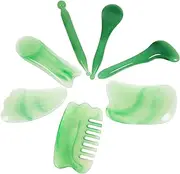 Jade-like Resin Massage Tool Set 7-piece Face Scalp Scraper Board Natural Resin Beauty Tool