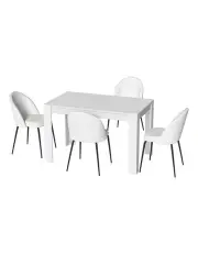 [Artiss] Sherpa Dining Table And Chairs Set Of 4 in White