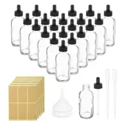 24Pcs 120ml Glass Dropper Bottle with Eye Dropper Labels Funnel Clear