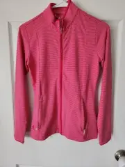 Adidas Golf Climalite Zip Up Lightweight Jacket Pink Striped Size XS New
