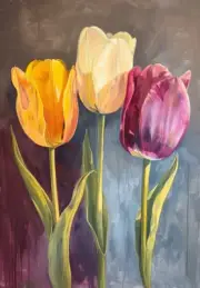 5D Diamond Painting Three Tulips in Sunlight Kit