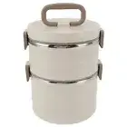 (White Double Layer 1.9L)Insulated Food Container 304 Stainless Steel PP