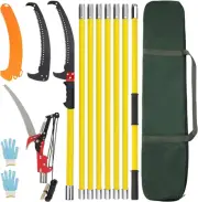 8M Manual Pole Saw, Extendable Tree Pruner Sharp Steel Blade Pruning Saw Ligh...